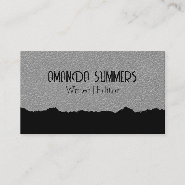 Leather Texture | Torn Effect Business Card (Front)
