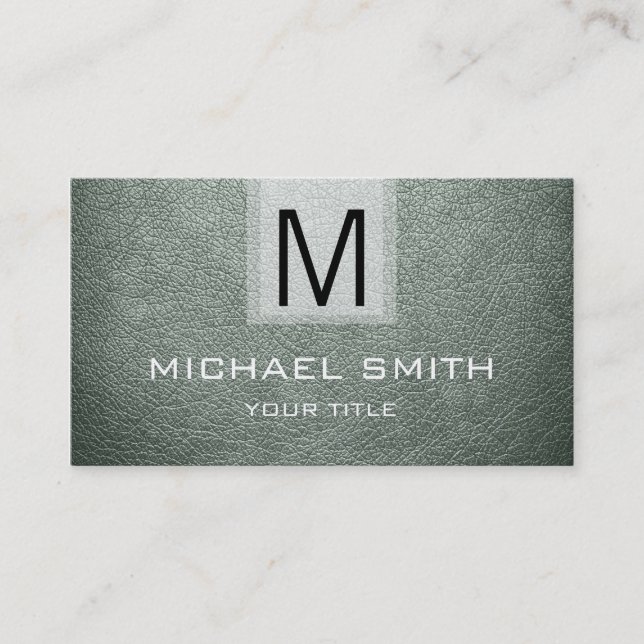 Leather Textured Monogram Business Card (Front)