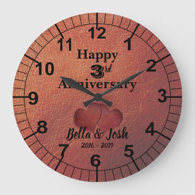 Leather Theme 3rd Wedding Anniversary Clock (Front)