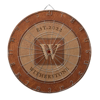 Leather Tone Tan Chestnut Brown Dartboard