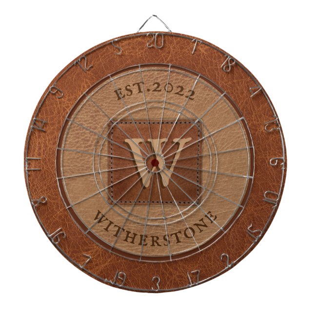 Leather Tone Tan Chestnut Brown Dartboard (Front)