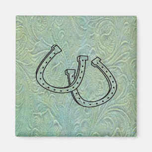 Leather Tool Print Design Horseshoes Fridge Magnet