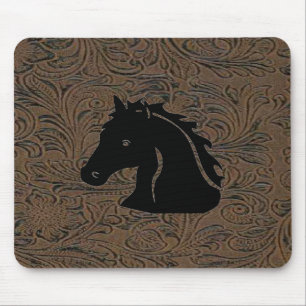 Leather Tool Print Design W/Horse Head Mousepad