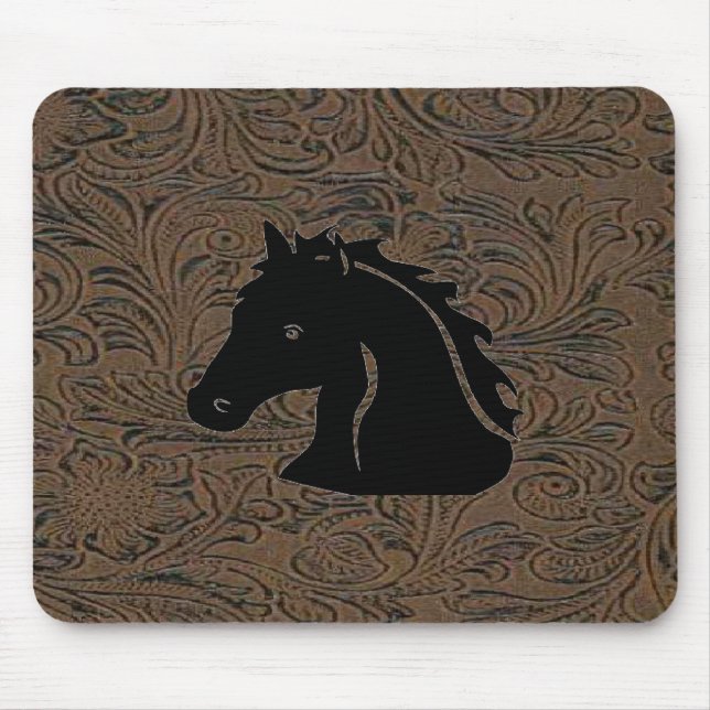 Leather Tool Print Design W/Horse Head Mousepad (Front)