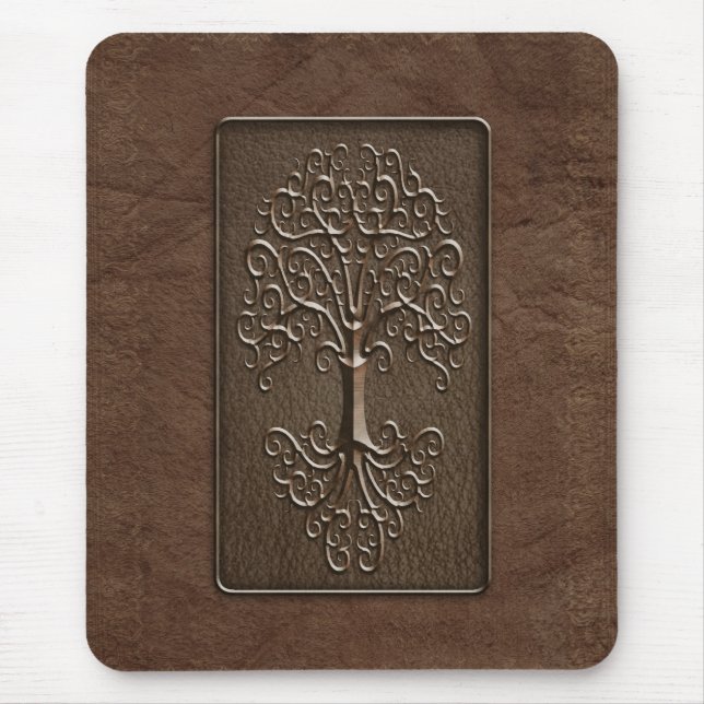 Leather Tree Design - brown Mouse Pad (Front)