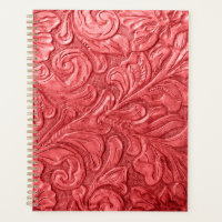 Leather Wallet Texture Red Embossed Planner