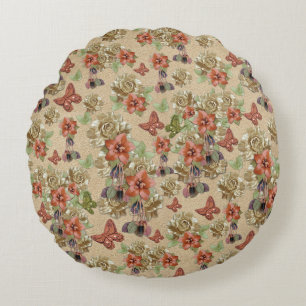 Leather wedding flowers round cushion
