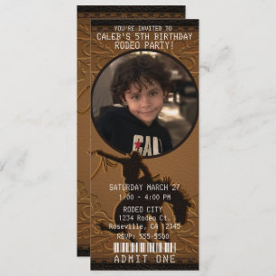 Leather Western Wild West Cowboy Birthday Photo Invitation