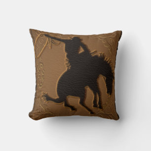 Leather Western Wild West Rustic Country Cowboy Cushion