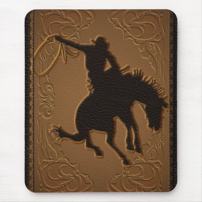 Leather Western Wild West Rustic Country Cowboy Mouse Pad (Front)