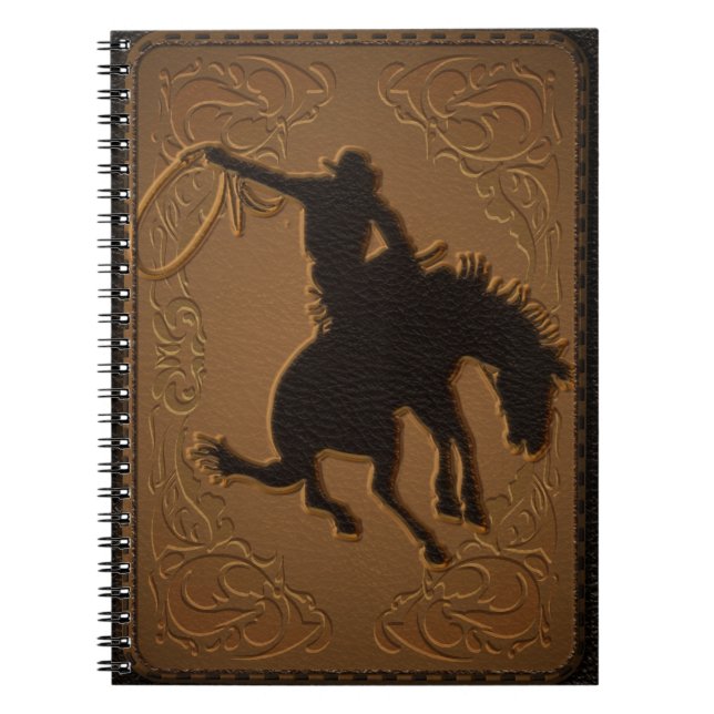 Leather Western Wild West Rustic Country Cowboy Notebook (Front)