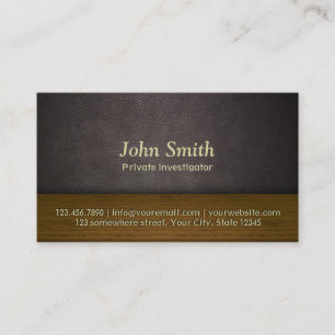 Leather & Wood Investigator Business Card