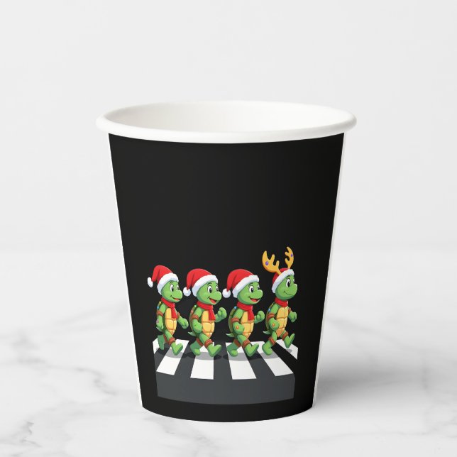 Leatherback Sea Turtle Crossing Road Xmas T-Shirt  Paper Cups (Front)
