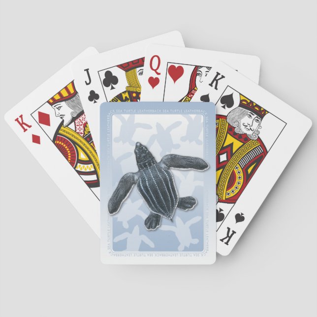 leatherback sea turtle hatchling playing cards (Back)