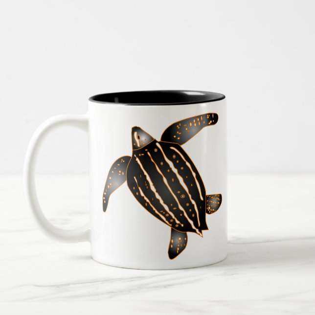 Leatherback Sea Turtle Two-Tone Coffee Mug (Left)