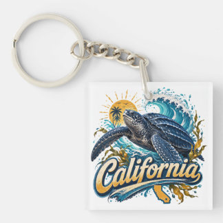Leatherback Turtle California Coastal Art Key Ring