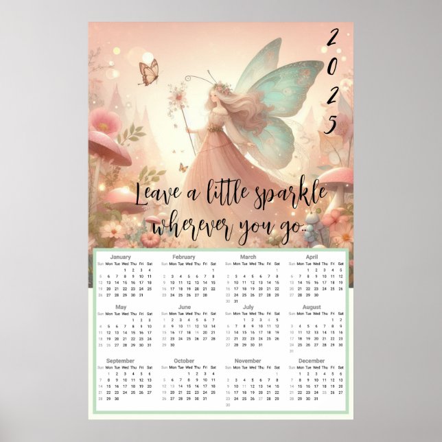 Leave a little sparkle Fairy 2025 Calendar  Poster (Front)