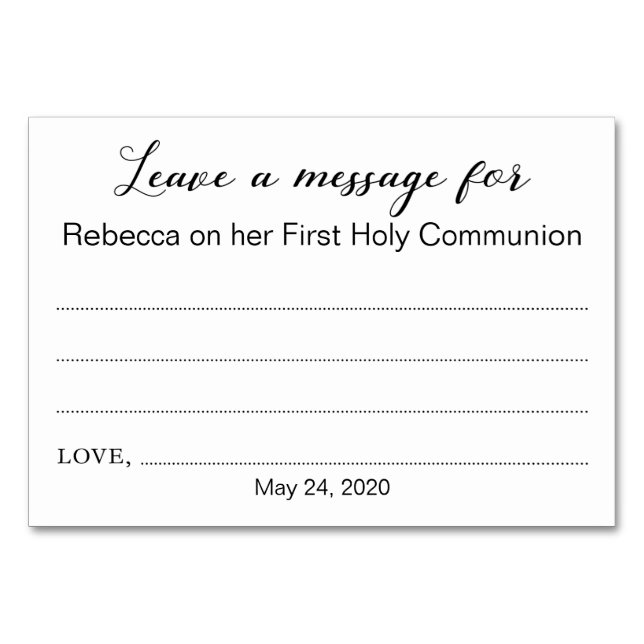 Leave A Message Communion Baptism Christening Card (Front)