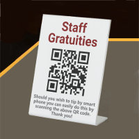 Leave a Tip. Staff Gratuities QR Code on a