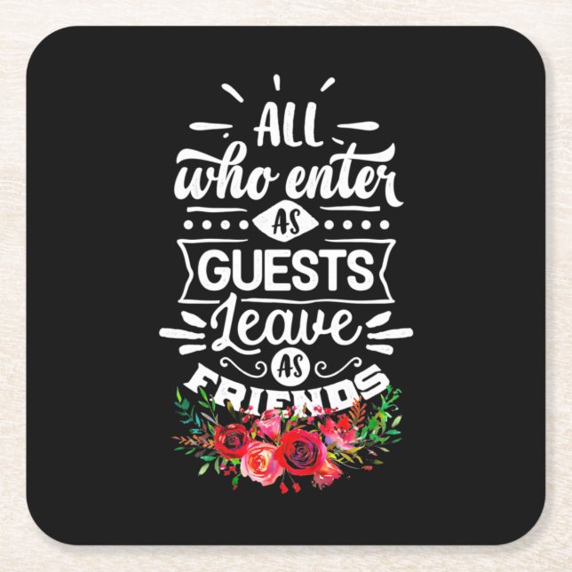 Leave As Friends Square Paper Coaster (Front)