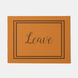 Leave Elegant Script Orange and Brown Doormat