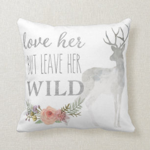 Leave Her Wild Boho Deer Nursery Pillow Woodland