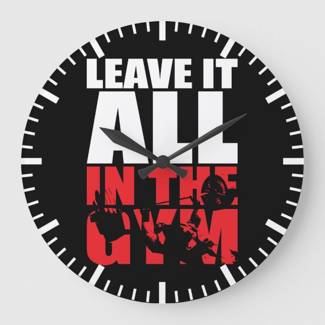 Leave It All In The Gym - Bench Press Motivational Large Clock (Front)