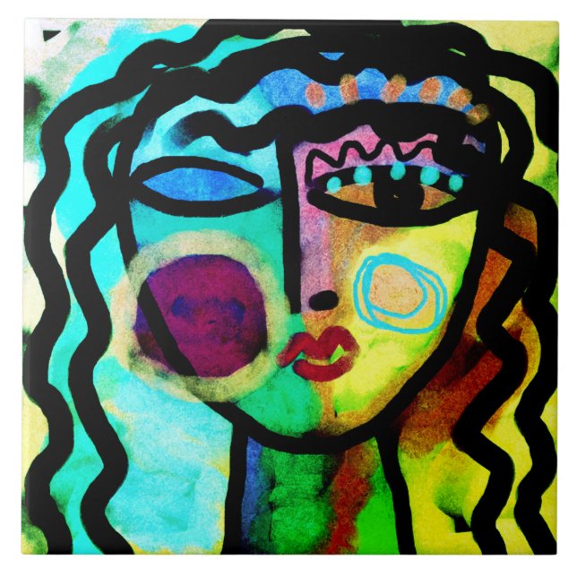 Leave Me Alone Original Abstract Art Ceramic Tile (Front)