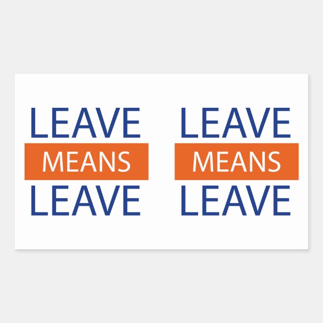Leave Means Leave, Brexit Means Brexit Rectangular Sticker (Front)