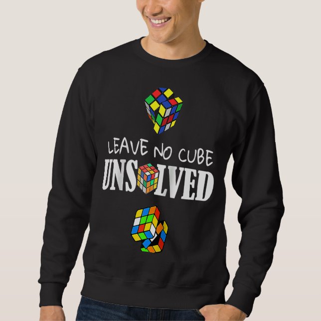 Leave No Cube Unsolved Speed Cubing Math Raglan Sweatshirt (Front)