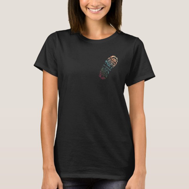 Leave No Trace Hiking Boot Print in a Gradient T-Shirt (Front)