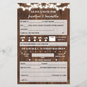 Leave Note for Couple Western Wedding Card