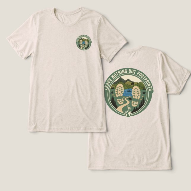 Leave Nothing But Footprints – Eco-Friendly Hiking Tri-Blend Shirt (Design Front & Back)