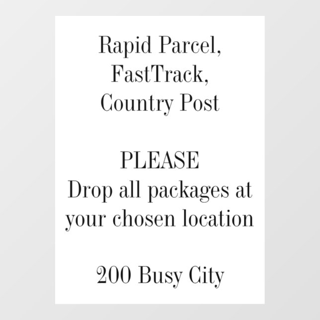 Leave Packages Direction Logo AI door sign (Sheet)