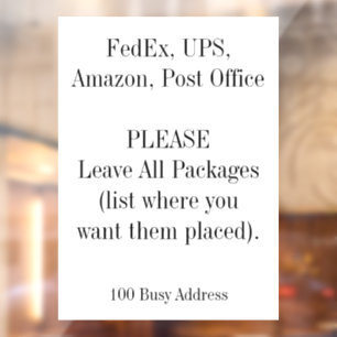 Leave Packages Directions Window Decal Clings