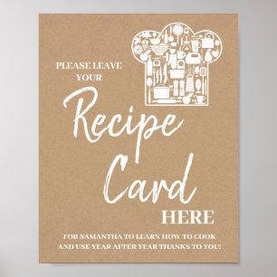 Leave recipe card here bridal shower sign