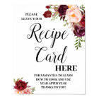 Leave recipe card here bridal shower sign