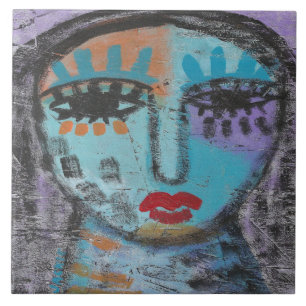 Leave the Past Behind Abstract Painting on OSB Ceramic Tile