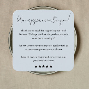 Leave Us A Review Customer Feedback Thank You Square Business Card