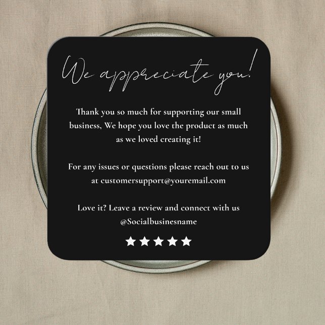 Leave Us A Review | Customer Feedback | Thank You Square Business Card (Creator Uploaded)