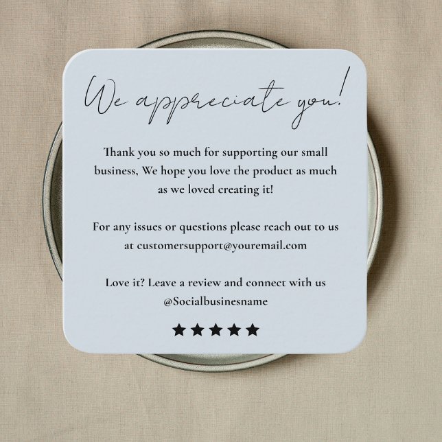 Leave Us A Review | Customer Feedback | Thank You Square Business Card (Creator Uploaded)