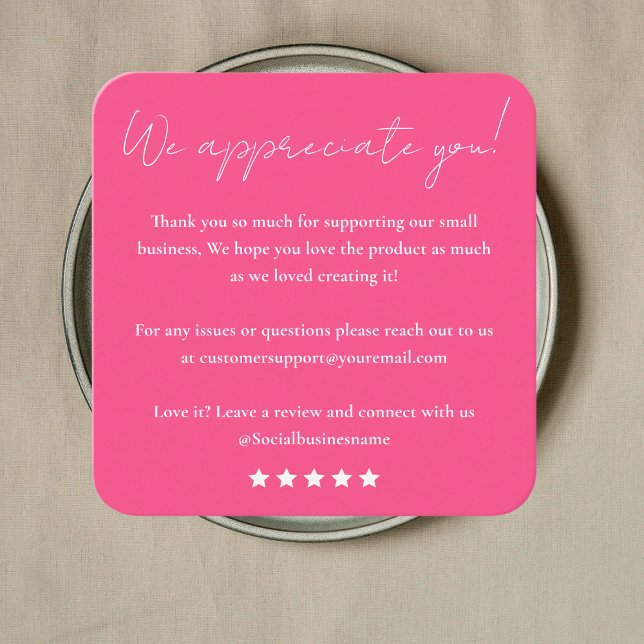 Leave Us A Review | Customer Feedback | Thank You Square Business Card (Creator Uploaded)
