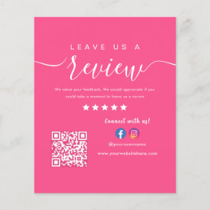 Leave Us A Review Facebook Instagram Hot Pink Flyer