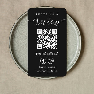 Leave Us A Review Facebook Instagram Qr Code Black Business Card