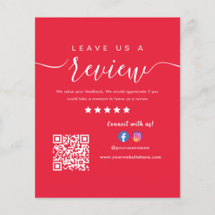 Leave Us A Review Facebook Instagram QR Code Red Flyer