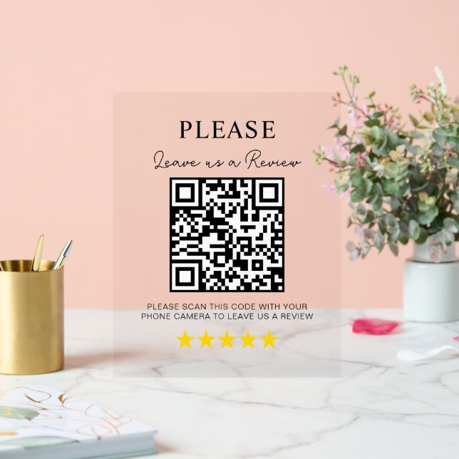 Leave Us a Review QR Code Business Décor Acrylic Sign (Wedding)