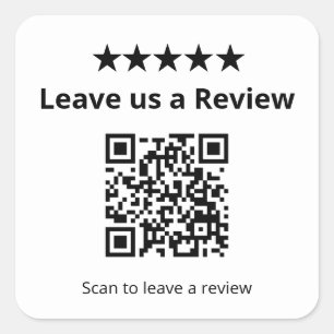 Leave Us a Review QR Code Customer Review Square Sticker