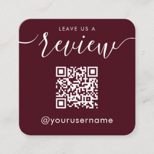Leave Us A Review QR Code Instagram Hashtag Square Business Card
