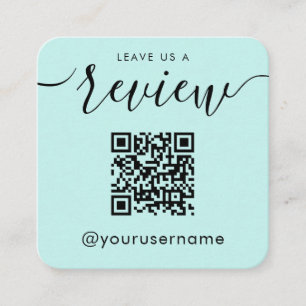 Leave Us A Review QR Code Orange Instagram Hashtag Square Business Card