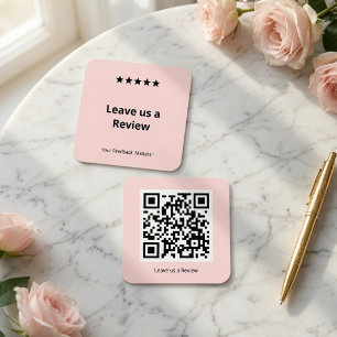 Leave Us a Review QR Code Personalised  Square Business Card